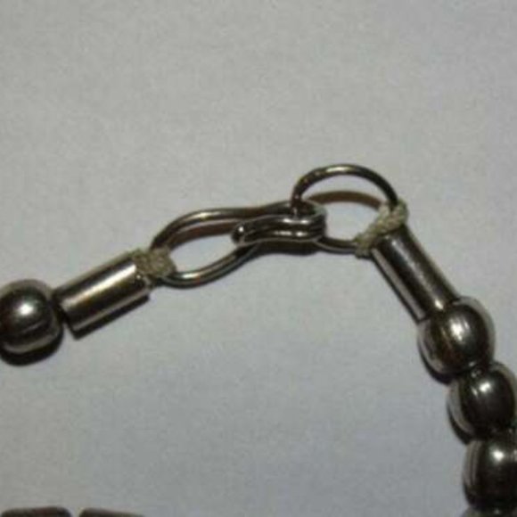 Fun Silver tone Hammered Pendant and Bead Necklace - Picture 2 of 4